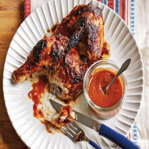 Grilled Chicken with Peach Pickle BBQ Sauce image