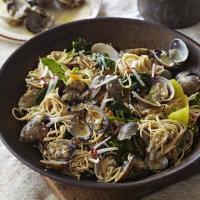 Angel Hair Pasta with Clams, Radishes, and Spinach_image