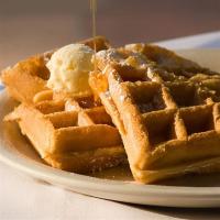 Peanut Waffles With Butterscotch Sauce_image