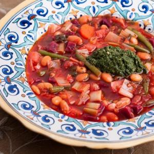 Red Winter Minestrone with Winter Greens Pesto_image