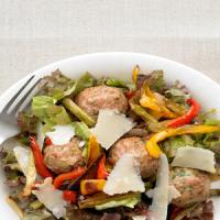 Turkey-Meatball Salad with Roasted Peppers and Parmesan image
