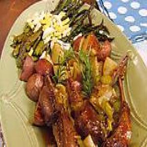 Lamb Chops with Rosemary Plum Sauce and Roasted Asparagus with Lemon Vinaigrette and Diced Egg_image