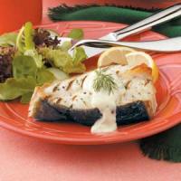 Grilled Halibut with Mustard Dill Sauce_image