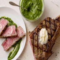 Grilled Rib Eye Steak with Romaine Marmalade and Watercress image