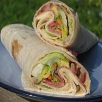 Salami and Avocado Sandwich Wrap With Balsamic Mustard Spread image