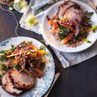 Mustard-Crusted Pork with Farro and Carrot Salad image