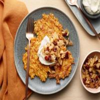 Sweet Potato and Carrot Latkes with Spiced Apple-Cranberry Relish image