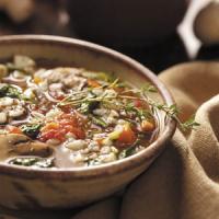 Mushroom Spinach Barley Soup image