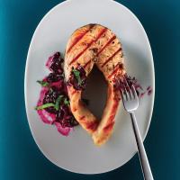 Grilled Salmon with Quick Blueberry Pan Sauce_image