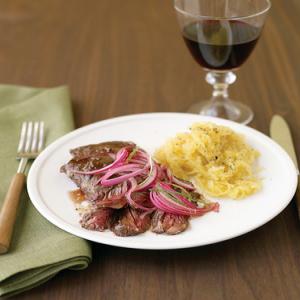 Skirt Steak with Pickled Onion and Spaghetti Squash image