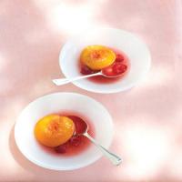 Poached Peaches with Raspberries image