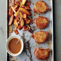 Cider Dijon Pork Chops with Roasted Sweet Potatoes & Apples Recipe - (4.6/5) image