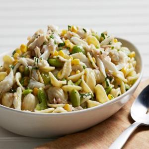 Corn and Lima Bean Pasta Salad with Crab image