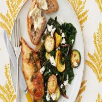 Chicken Cutlets with Summer Squash and Feta image
