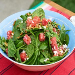 Baby Spinach and Watermelon Salad with Feta and Pistachios image