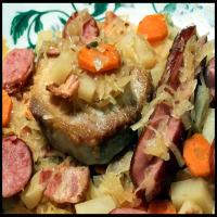 Sauerkraut Smothered With Pork Chops and Sausage image