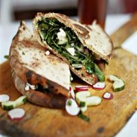 Watercress, Cucumber and Feta Sandwiches (Persian Piadine) image