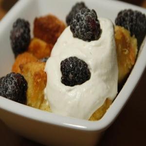 Meyer Lemon & Blackberry Bread Pudding with Meyer Lemon Whipped Cream image