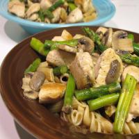 Sauteed Chicken With Asparagus and Mushrooms image