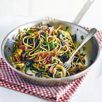 Spaghetti with garlic mushrooms & prosciutto_image