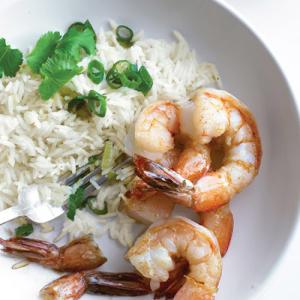 Sauteed Shrimp with Scallion Rice and Soy-Lime Sauce_image
