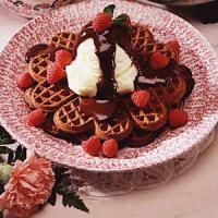Chocolate Dessert Waffles with Raspberries image