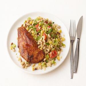 Chili-Rubbed Turkey Cutlets With Black-Eyed Peas image