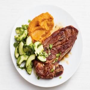 Lamb Chops with Carrot Puree and Cucumber Salad image