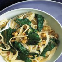 Pasta with Beet Greens, Blue Cheese, and Hazelnuts image