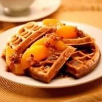 Sweet Potato Pecan Waffles with Praline Peaches_image