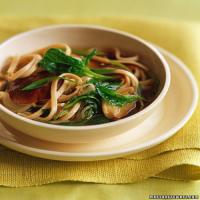 Udon Noodles with Shiitake Mushrooms in Ginger Broth image