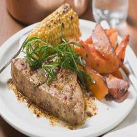 Seared Tuna with Maple-Balsamic Sweet Potatoes_image
