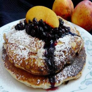 Tasty Nectarine Buttermilk Pancakes & Wild Blueberry Sauce_image
