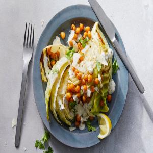 Roasted Cabbage Caesar Salad With Chickpeas image