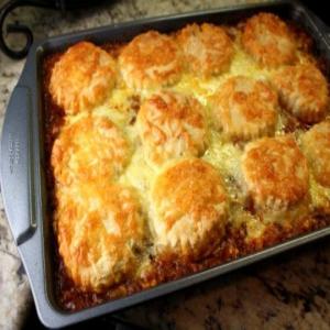 Biscuit topped ground beef casserole_image