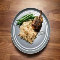 Jerk-Style Chicken with Spiced Basmati Rice Pilaf and Green Beans image