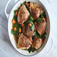 Skillet Mustard Chicken With Spinach and Carrots image
