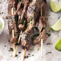 Grilled Cilantro Lime Beef Skewers with Jalapeño Avocado Dipping Sauce Recipe_image