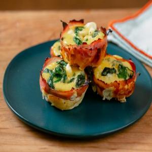 Spinach and Goat Cheese Frittata Ham Cups image