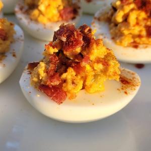Sweet and Savory Peanut Butter Deviled Eggs image