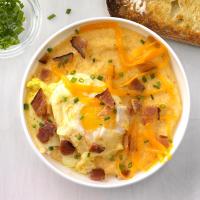 Creamy, Cheesy Grits with Curried Poached Eggs image
