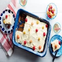 Vanilla-Buttermilk Sheet Cake with Raspberries and Orange Cream-Cheese Frosting_image