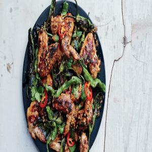 Grilled Chicken Wings with Shishito Peppers and Herbs image