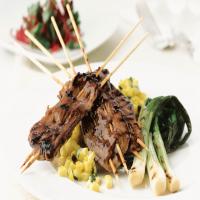 Grilled Pork Kebabs with Ginger Molasses Barbecue Sauce image