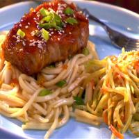 Pork Chops with Orange Soy Glaze and Udon Noodles image