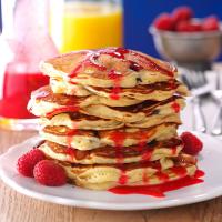 Chocolate Chunk Pancakes with Raspberry Sauce_image