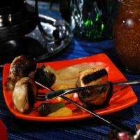 Smoked Cheese and Beer Fondue with Beer-Simmered Bratwurst, Grilled Bacon, Mushrooms and Rye Bread image