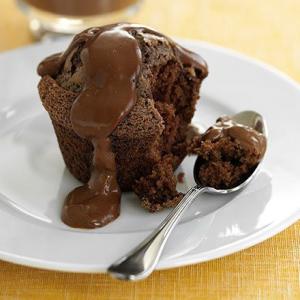 Chocolate muffins with hot chocolate custard_image