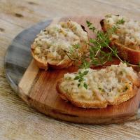 Crostini with Pear, Parmesan, and Caramelized Shallots image