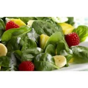 Fresh Fruit Salad with Baby Spinach and Yogurt-Poppy Seed Dressing_image